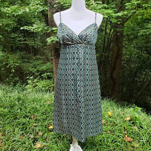 SHOSHANNA Sundress in Turquoise Silk and Metallic Gold Size 8 Brand New